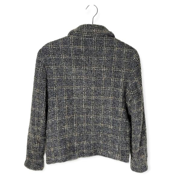 Andrea Viccaro Gray Wool Blend Grid Button Down Blazer Size 6 Petite Career - Picture 5 of 7
